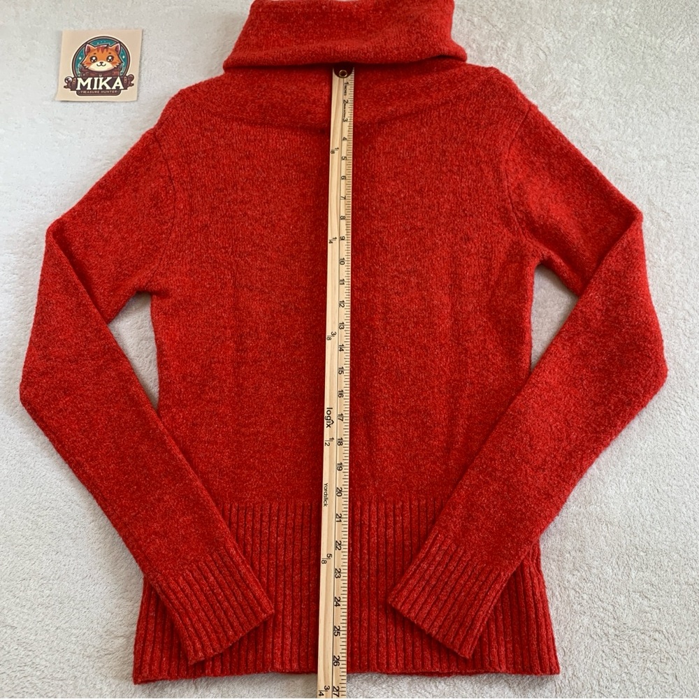 MNG By Mango Women's Size XL Red Long Sleeve Buttoned Turtleneck Knit Sweater - Picture 7 of 10